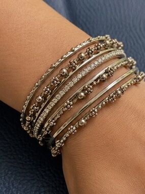 Set of silver tone bangles